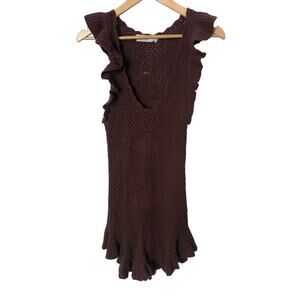 Free People Beach XS Mykonos Open Knit Crochet‎ Sweater Dress Boho Festival